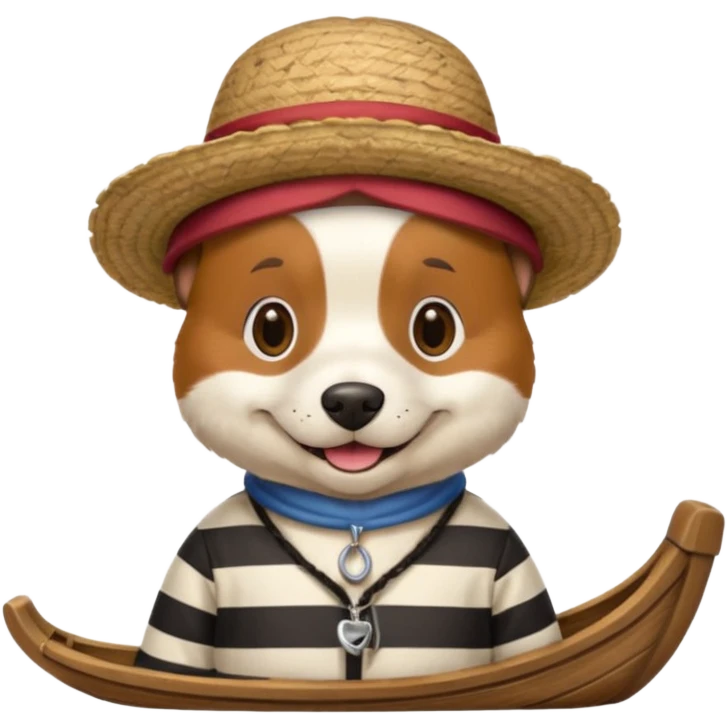dog wearing gondolier striped shirt and hat emoji