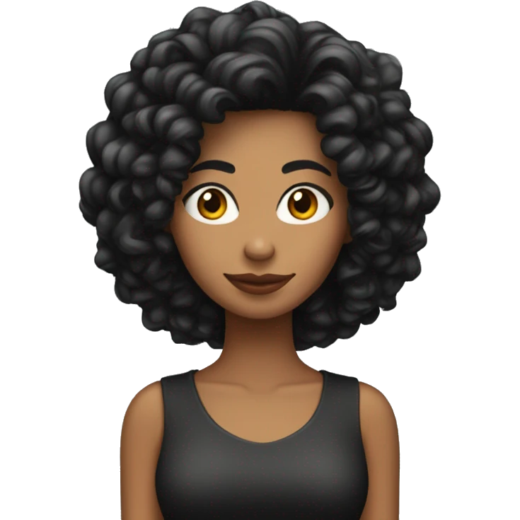 chica morena con pelo largo negro rizado  emoji