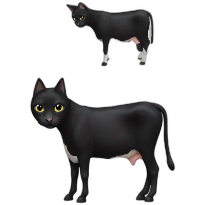Black cat on white cow emoji