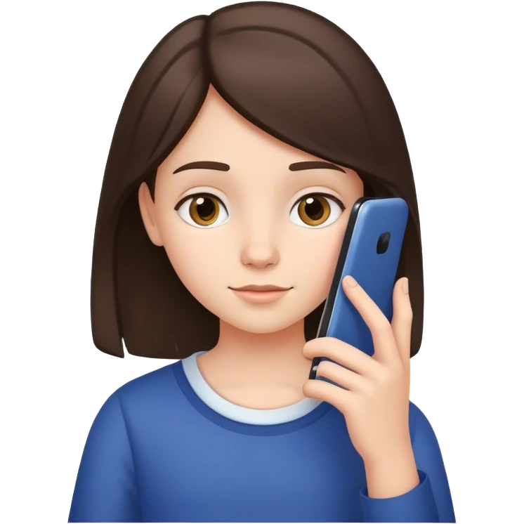 Brunette 12 year old with a cell phone  emoji