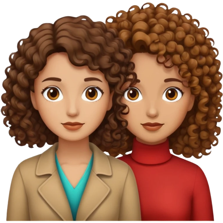 Two lesbians one curly hair one short hair both brown hair  emoji