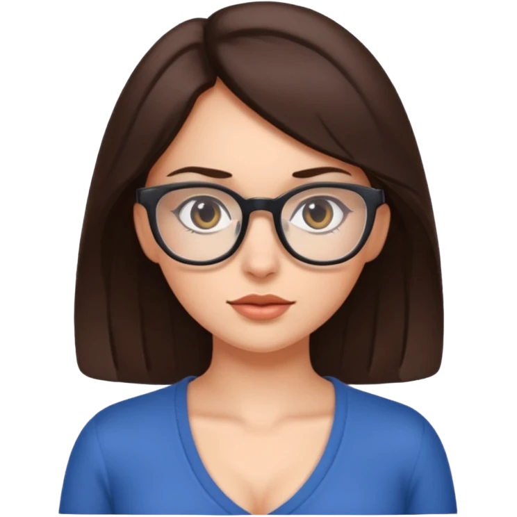 Brunette girl with eyeglasses and big chest emoji