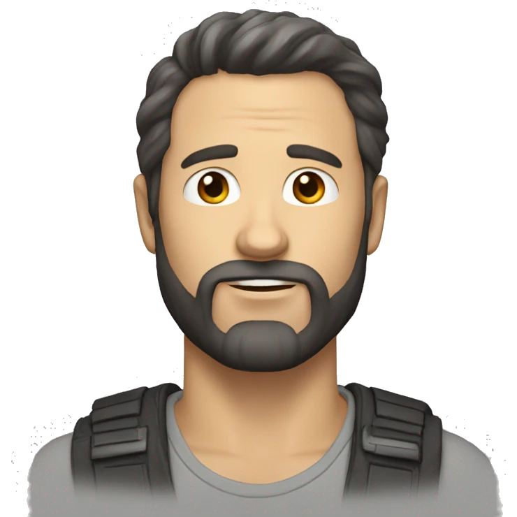 white man, dark hair and beard (40 year old) emoji