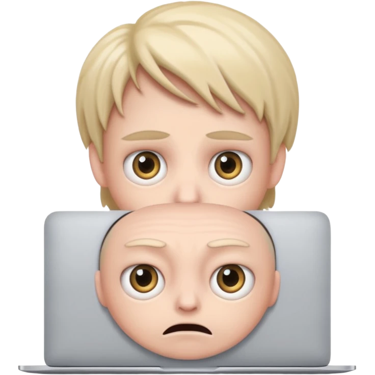 Someone using a MacBook, looking being afraid of something emoji