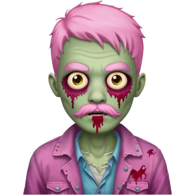 young zombie with pink mustache emoji