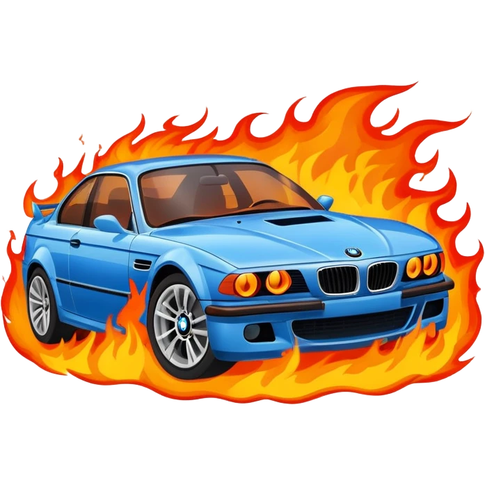 Blue bmw Car fire emoji