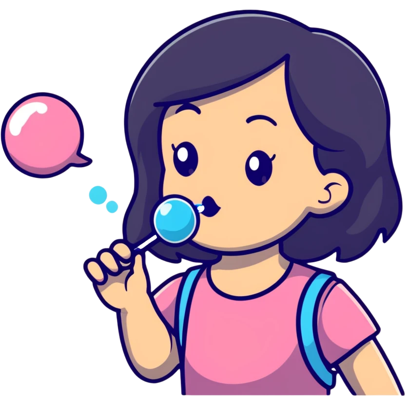 girl blowing bubble gum emoji