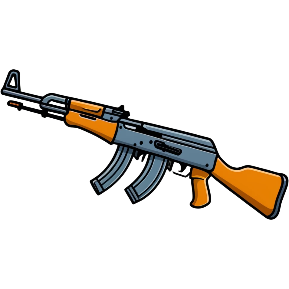 AK-47 assault rifle, cartoonish sticker style emoji