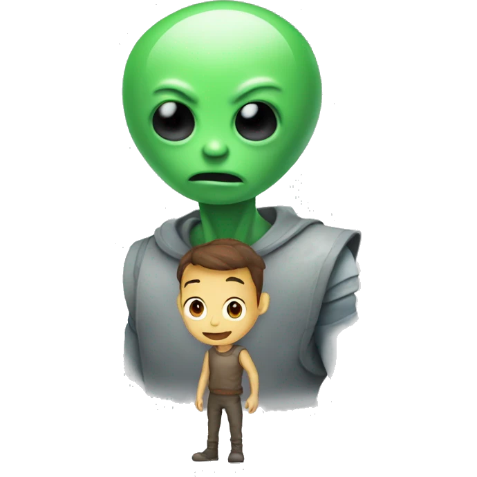 Humano abradando a un alien emoji