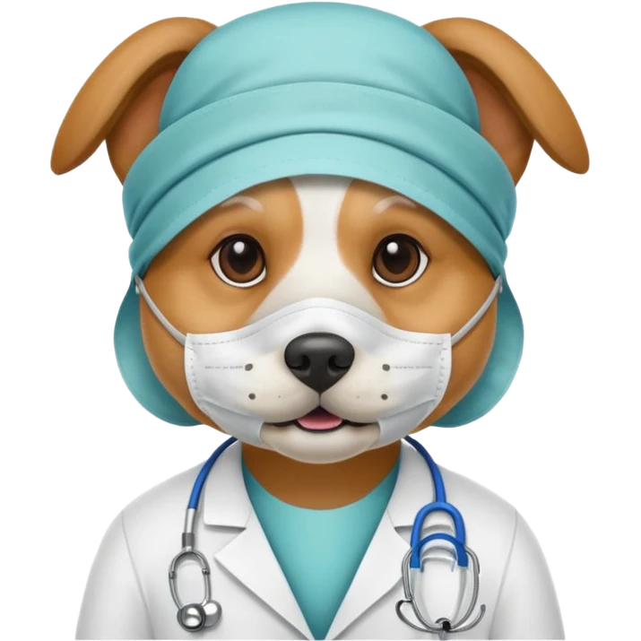 doctor dog wearing medical mask emoji