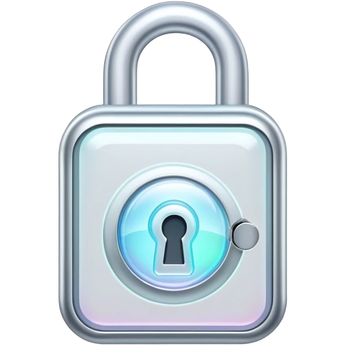 Holographic and glassmorphic white lock emoji