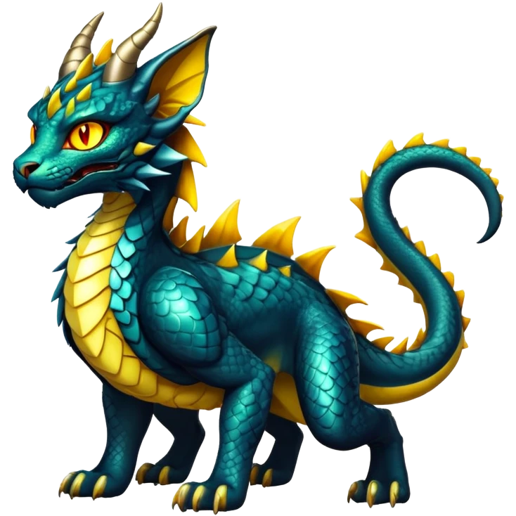 Shiny exotic Dragon-type Fakémon-Lynx full body emoji