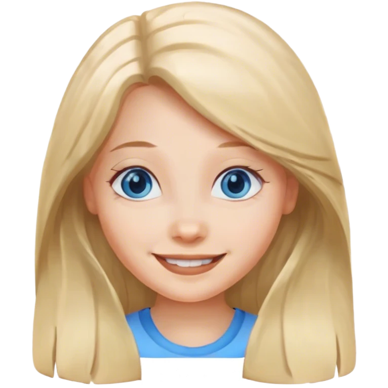 smiling girl blue eyes with long hair emoji