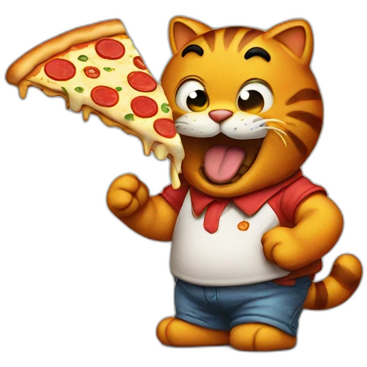 Garfield eating a pizza emoji