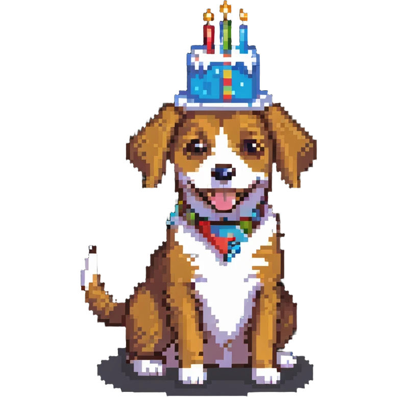 happy dog with birthday cake emoji