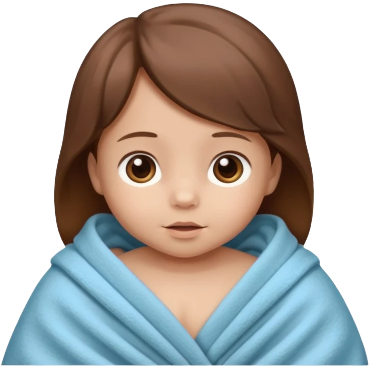 baby wrapped in blanket, redo same pictures but with brown hair emoji