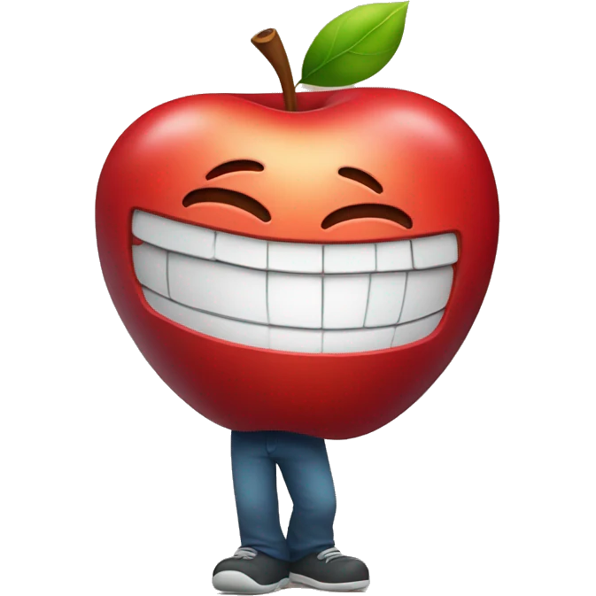 a smiling red apple with arms emoji