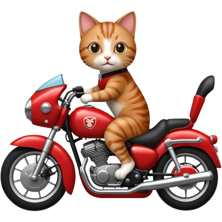 Cat on red and black motorcycle emoji