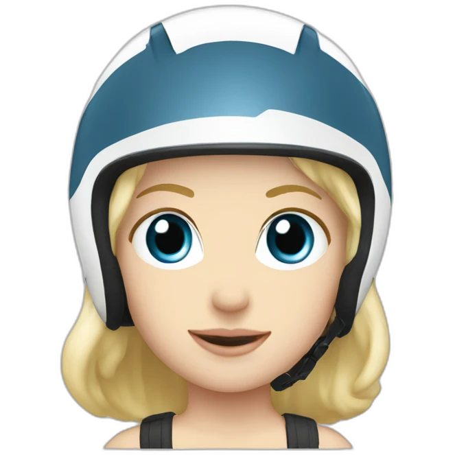 Cute blonde blue eyes white bike helmet emoji