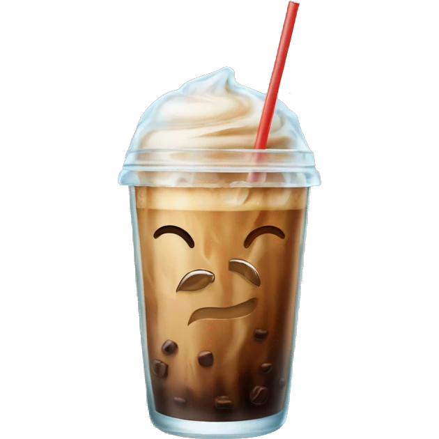 iced coffee in a glass with a straw and ice  emoji