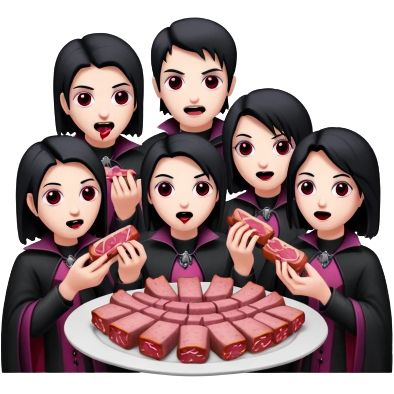 goth vampires eating a SPAM meat dinner emoji