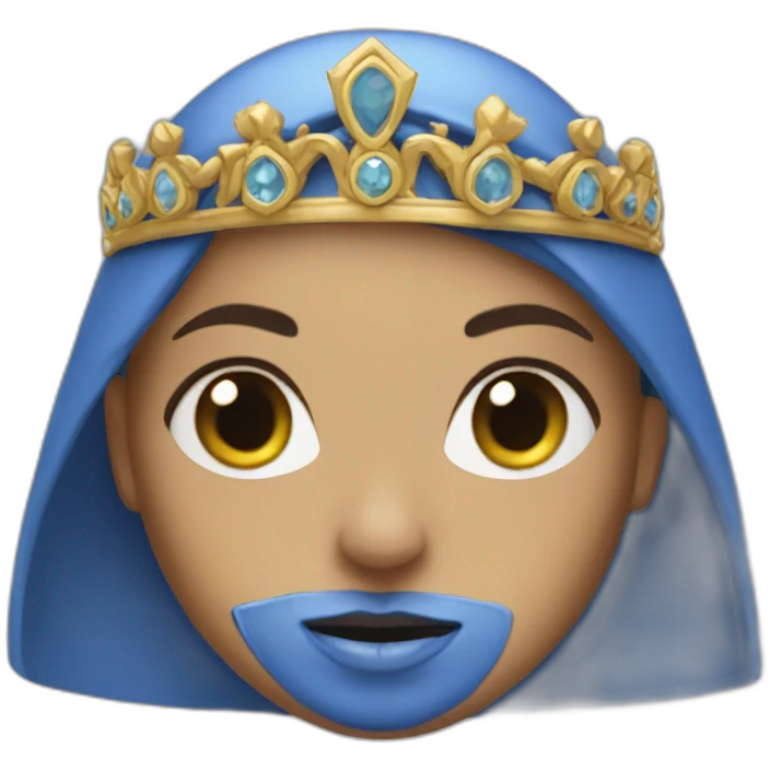 A veiled girl wearing blue clothes with a studded crown emoji