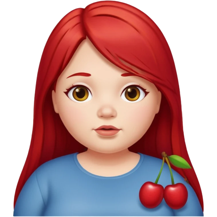 chubby white girl with cherry red long straight hair emoji