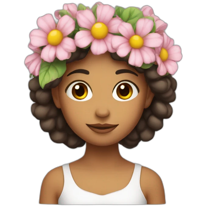 Fille avec une couronne de fleur emoji