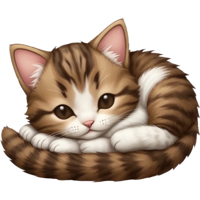 dark brown tabby and white kitten upside down sleeping emoji