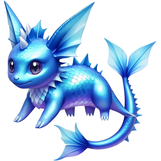 Shiny colorful Vaporeon-Amaura-Pokémon-hybrid-creature emoji