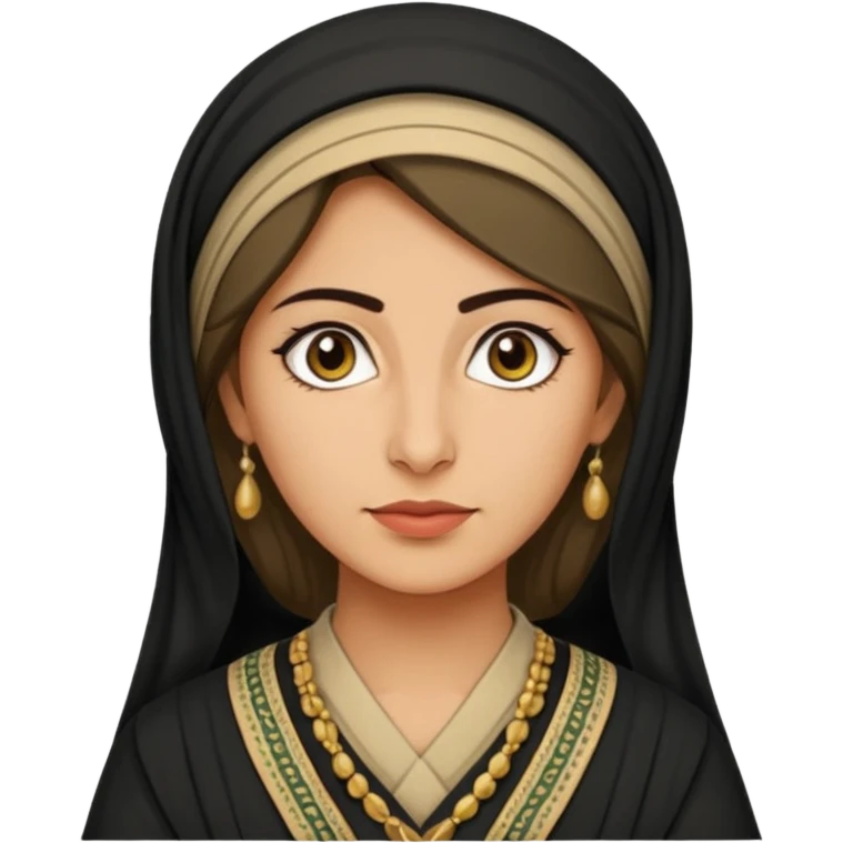 Portrait of a female Iraqi civilian with a neutral expression 1980 emoji