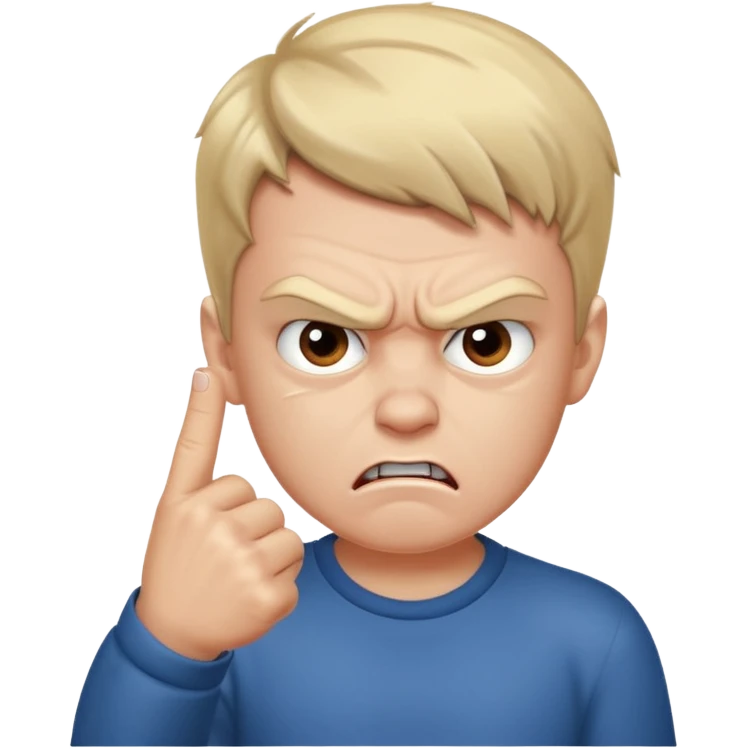 angry boy pointing fingure at his own face emoji