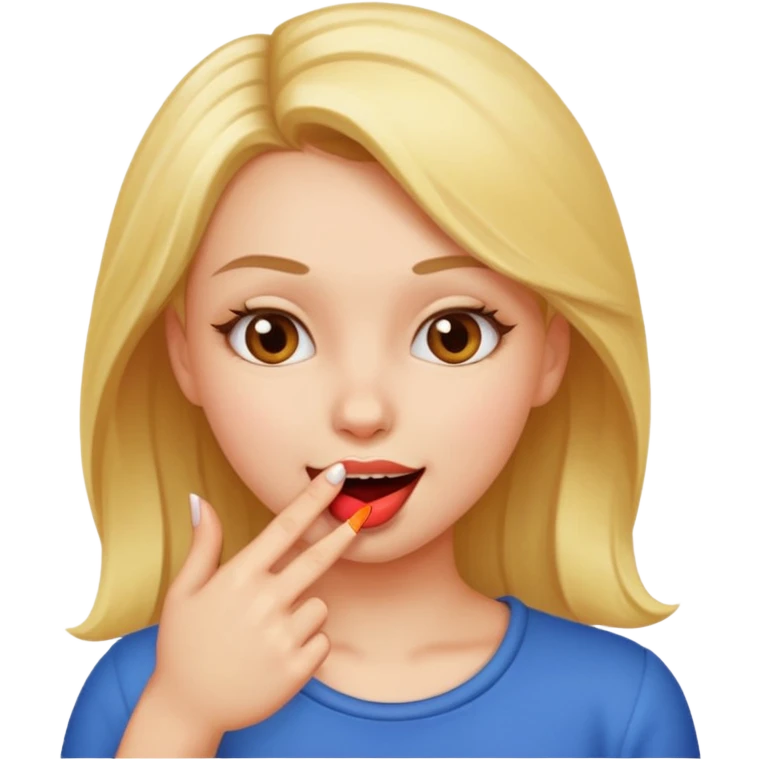 girl biting her finger in a flirty way emoji