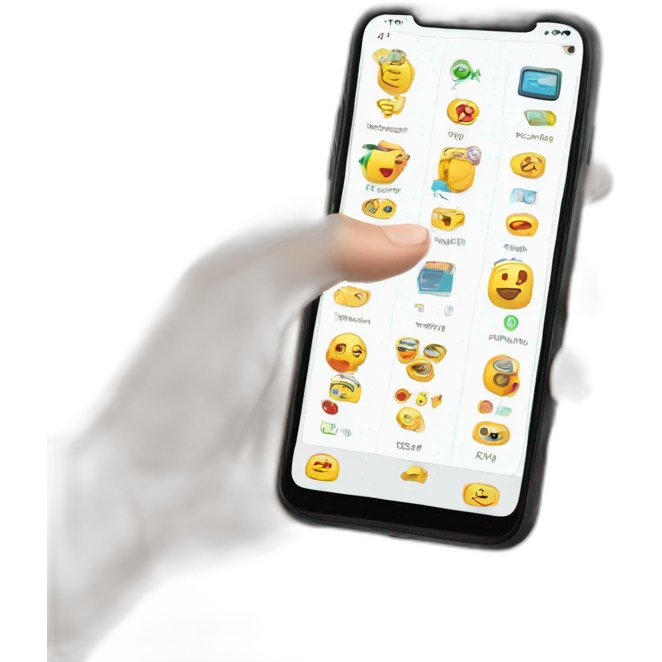 smartfones interface with hand emoji