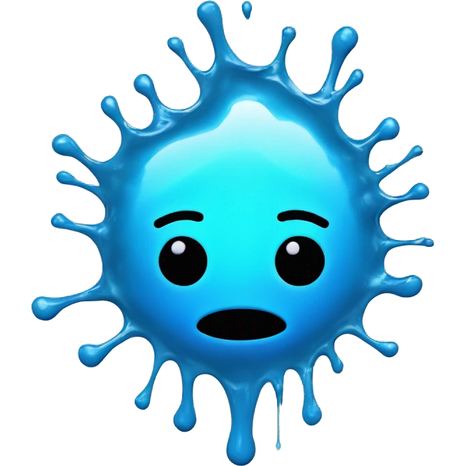 Glowing shiny Cyan blue goo splash splatter drip emoji