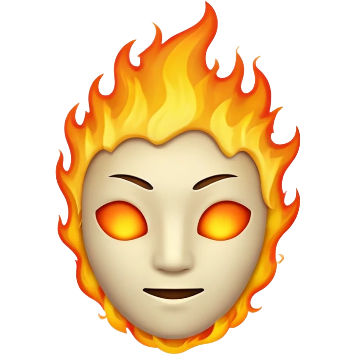 completely featureless head with fire, no eyes, no nose, no mouth, blank face emoji
