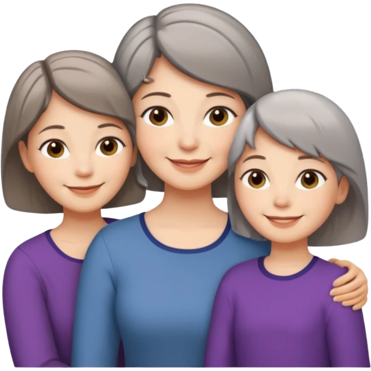 A mum with short Gray hair and her two adult daughters with Light brown hair emoji