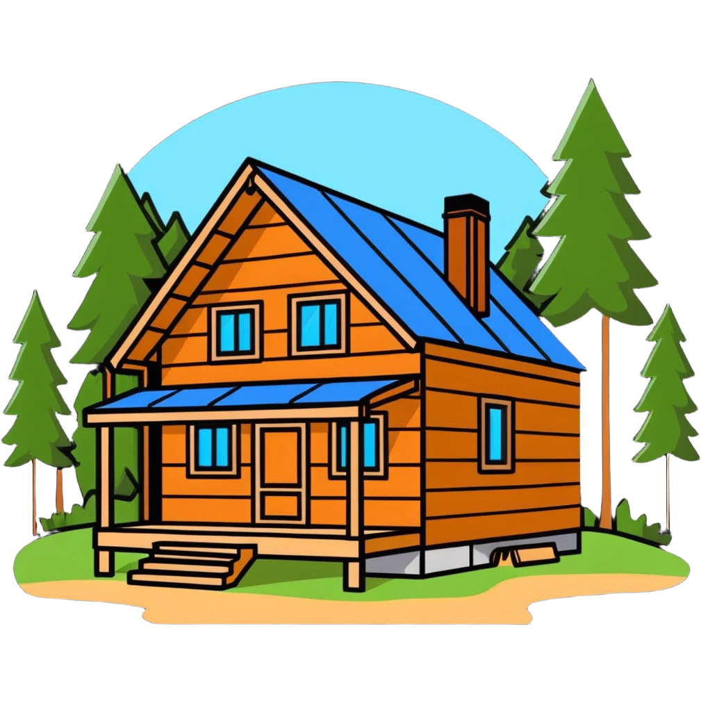 wooden cabin retreat under construction nestled in nature emoji