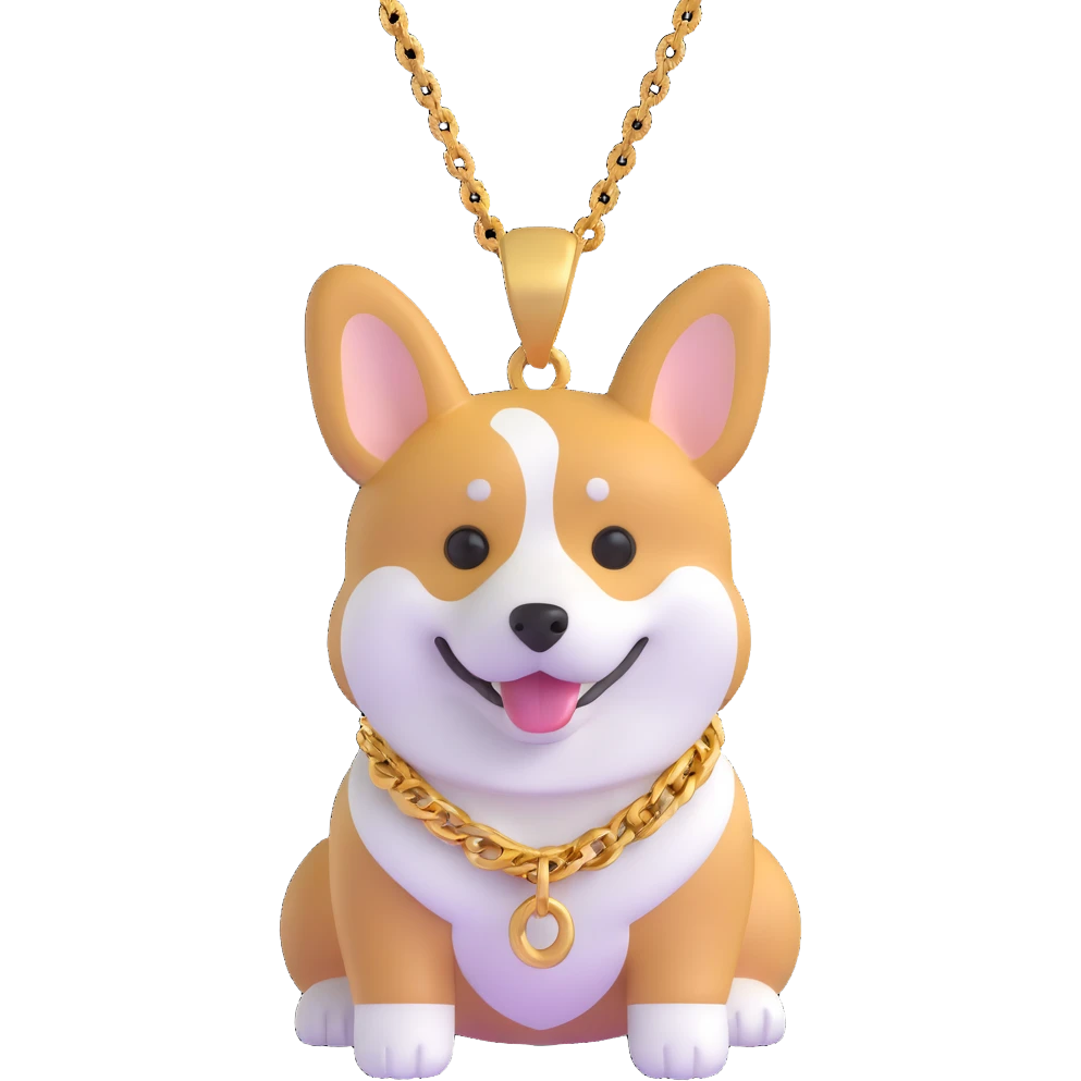 corgi wearing a gold chain emoji