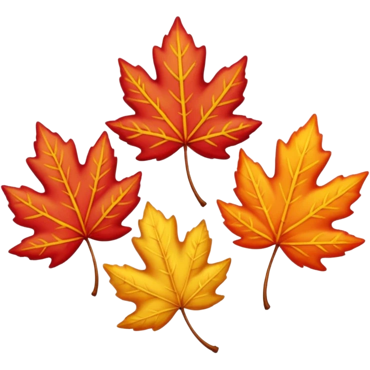3 autumn leaves, blowing the left in the wind, white background emoji