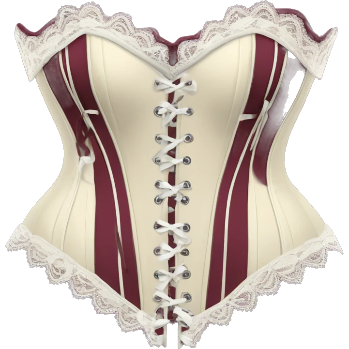 Burgundy ivory corset with lace and bow emoji