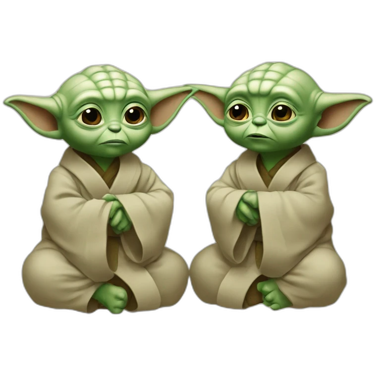 Deux bébés Yoda qui font un câlin emoji