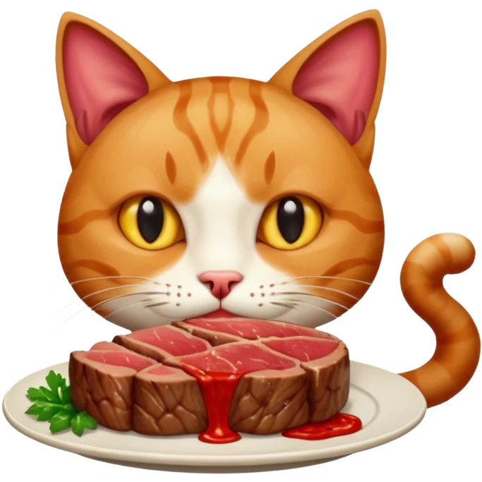 Cat eating steak emoji