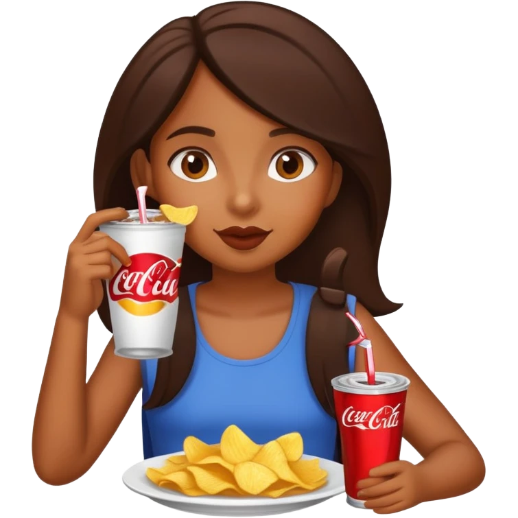home brown girl with chips and cola  emoji