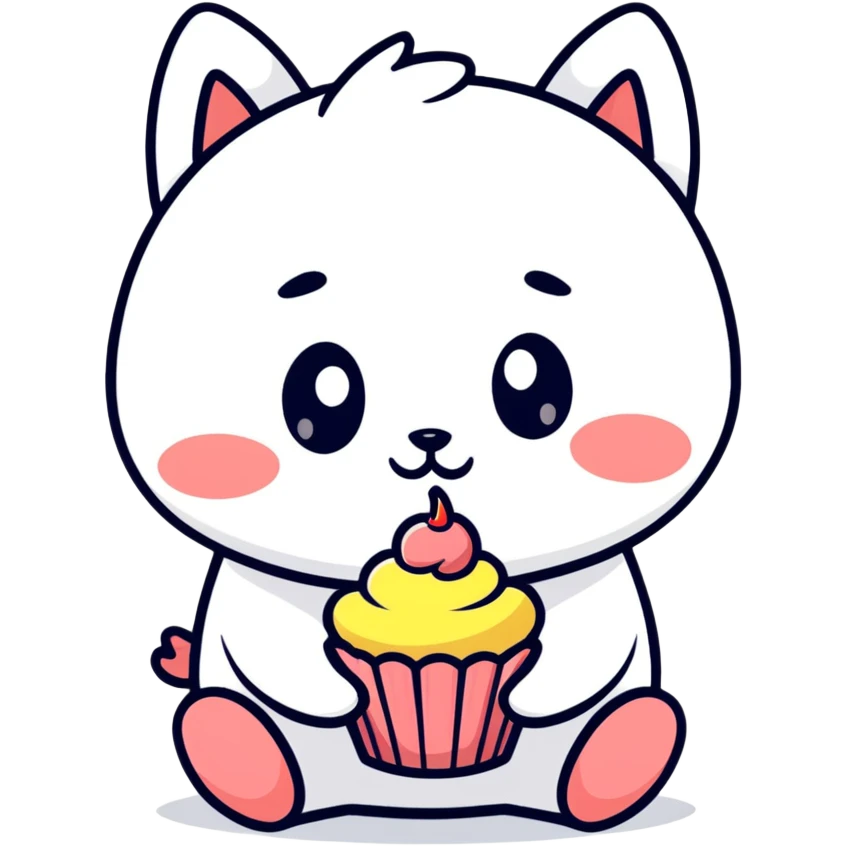 labubu eating a cupcake emoji