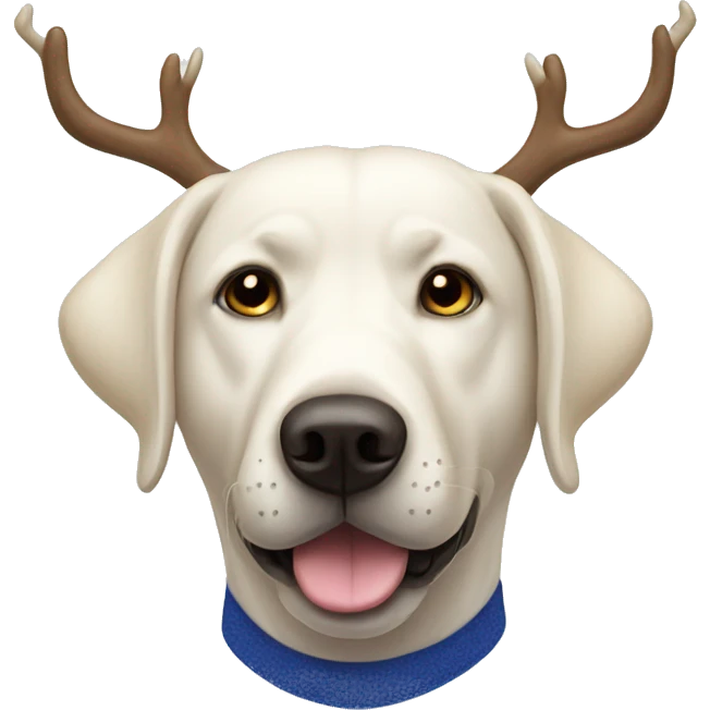 White Labrador wearing antlers dark blue emoji