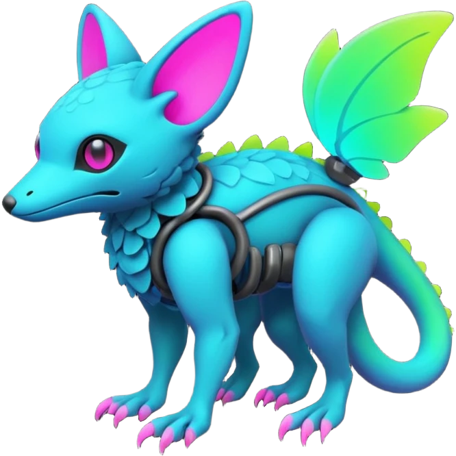 futuristic lush random-colored neon-colored Fakémon-Trico-creature (full body) emoji