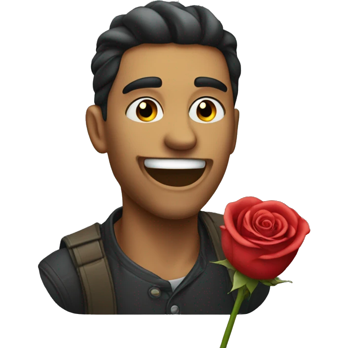smirk man bite a rose  emoji