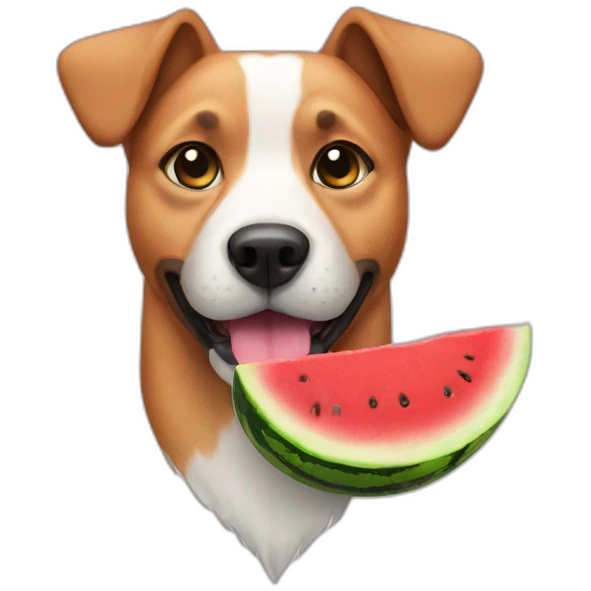 Dog with a water melon on its head emoji
