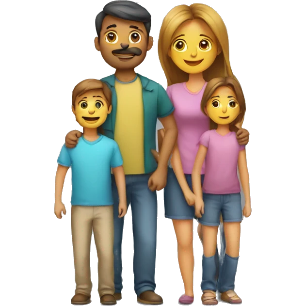 Heart and mom and dad and kids emoji